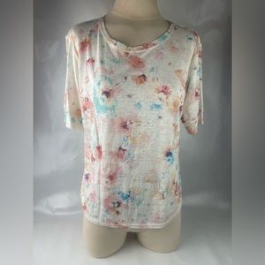 Rebecca Taylor Women's  Floral 100% Linen Top Sz L